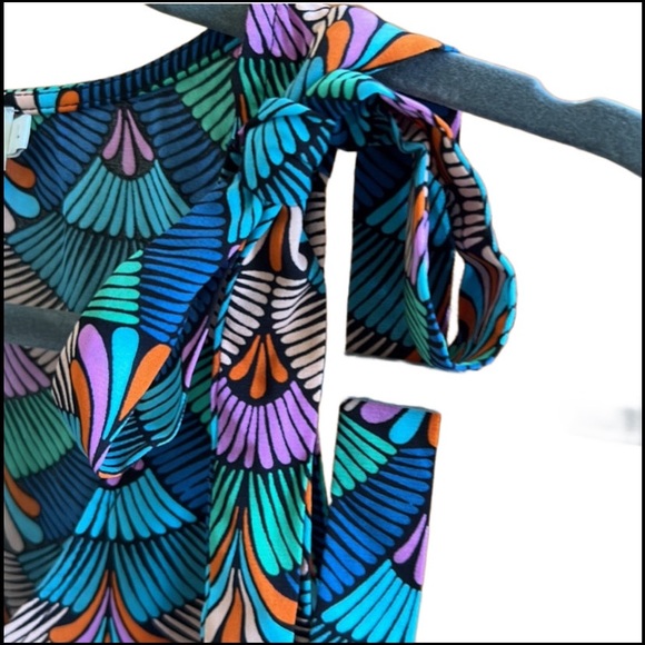 Molly Bracken Multi-Color Geo Print Bow-Detail Sleeveless Alix Sz XL - Picture 2 of 7